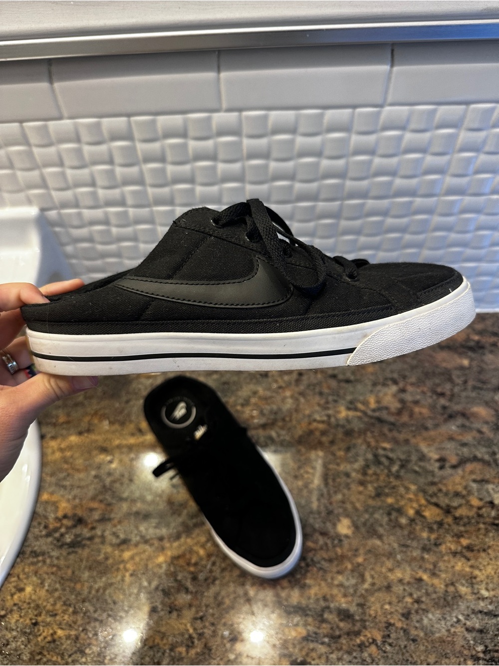 Nike Black and White Low-Top Skate Sneakers